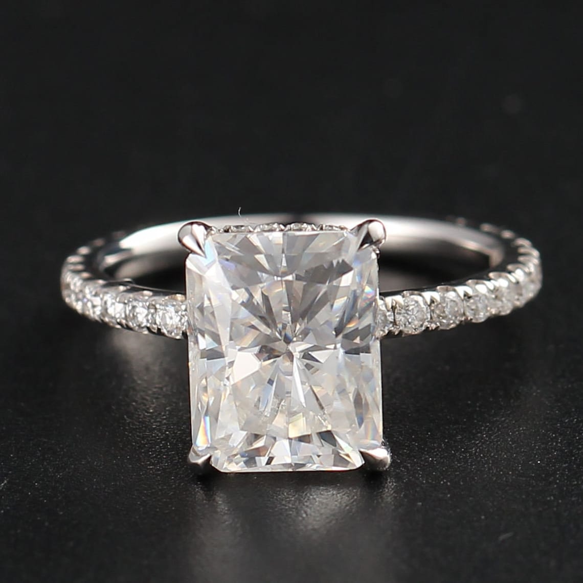Hidden Halo Engagement Ring Featuring 3.25 CT Round Moissanite 4