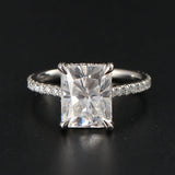 2.50 CT Radiant Moissanite Hidden Halo Pave Setting Engagement Ring - farrellouise