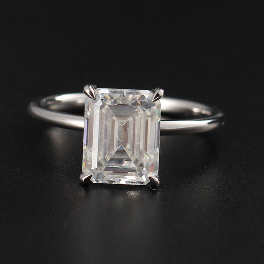 Hidden Halo Engagement Ring Featuring 2.50 CT Emerald Moissanite 2