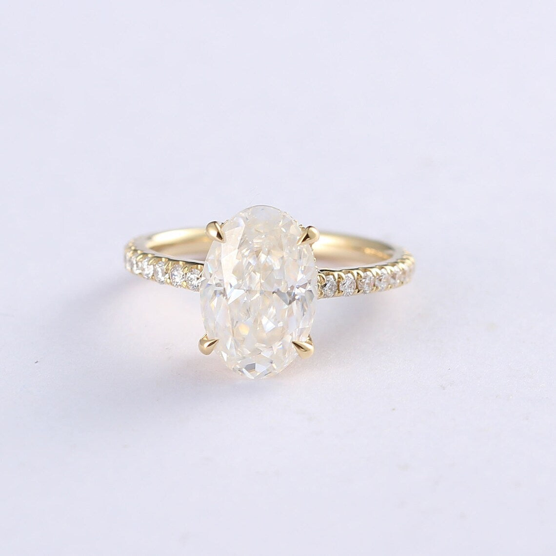 Hidden Halo Engagement Ring Featuring 2.25 CT Oval Moissanite 1
