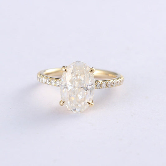 Hidden Halo Engagement Ring Featuring 2.25 CT Oval Moissanite 1