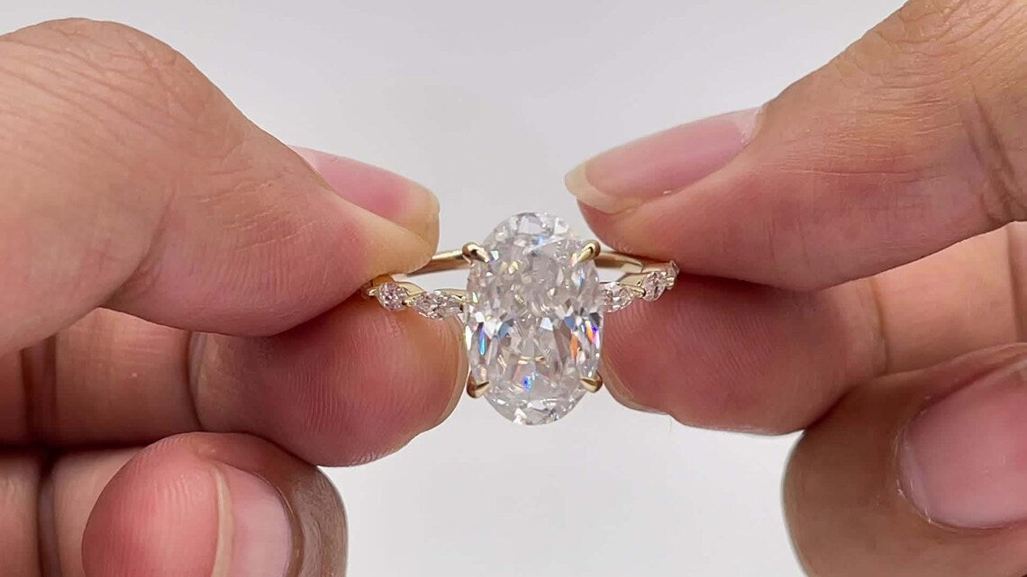 Hidden Halo Engagement Ring Featuring 3.50 CT Oval Moissanite 4