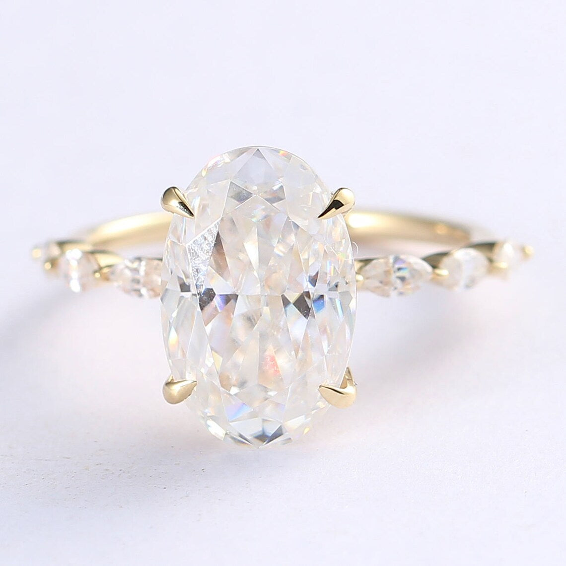 Hidden Halo Engagement Ring Featuring 3.50 CT Oval Moissanite 1