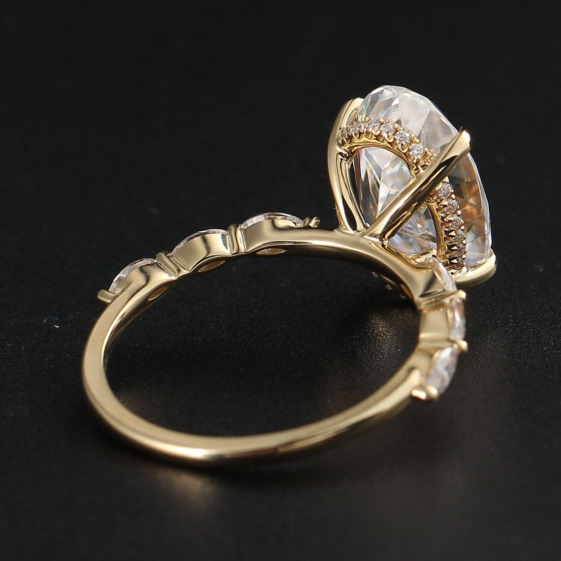 Hidden Halo Engagement Ring Featuring 3.50 CT Oval Moissanite 7