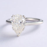 3.23 CT Pear Moissanite Hidden Halo Engagement Ring - farrellouise