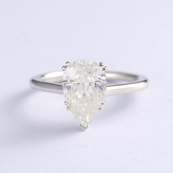 Hidden Halo Engagement Ring Featuring 3.23 CT Pear Moissanite 1