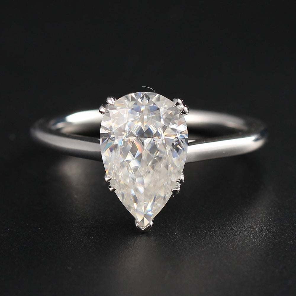 3.23 CT Pear Moissanite Hidden Halo Engagement Ring - farrellouise