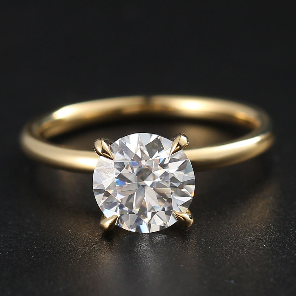Solitaire Engagement Ring Featuring 2.0 CT Round Moissanite 1