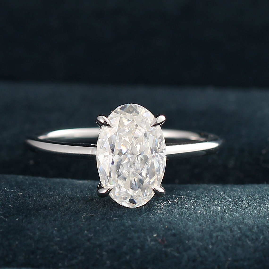 3.50 CT Oval Moissanite Hidden Halo Engagement Ring - farrellouise