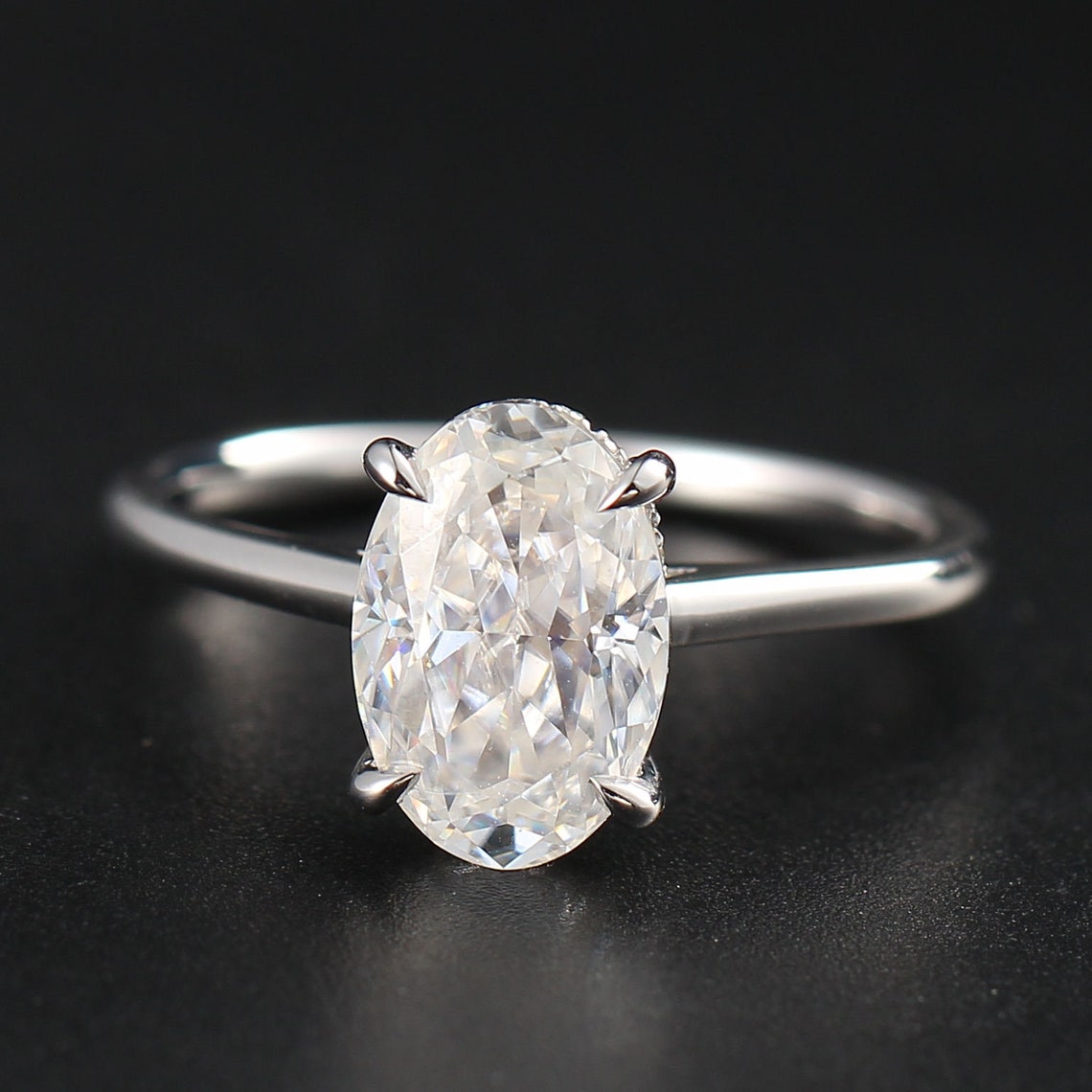 Hidden Halo Engagement Ring Featuring 3.50 CT Oval Moissanite 2