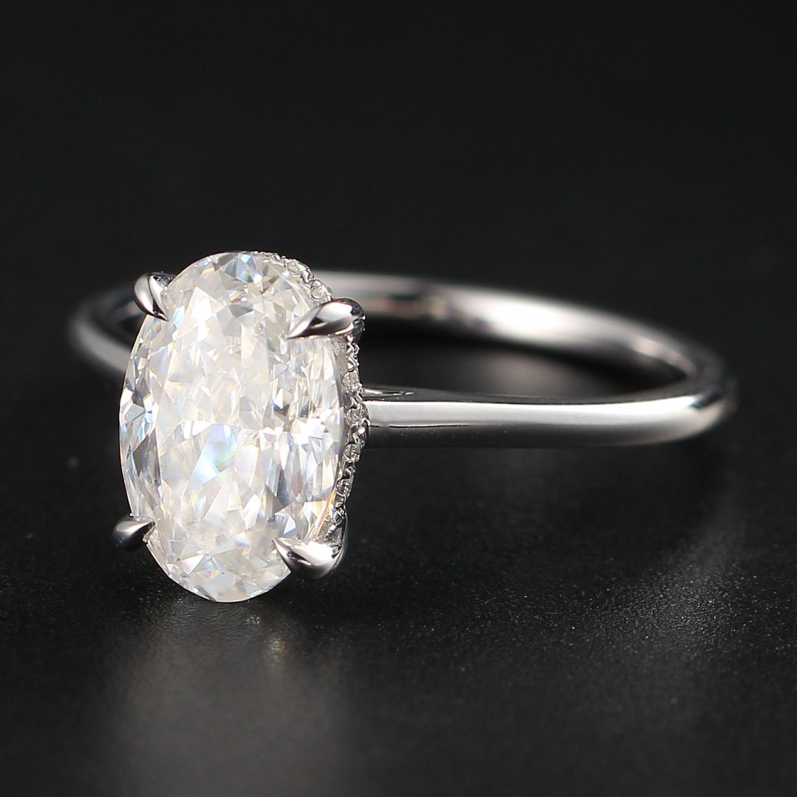 Hidden Halo Engagement Ring Featuring 3.50 CT Oval Moissanite 3