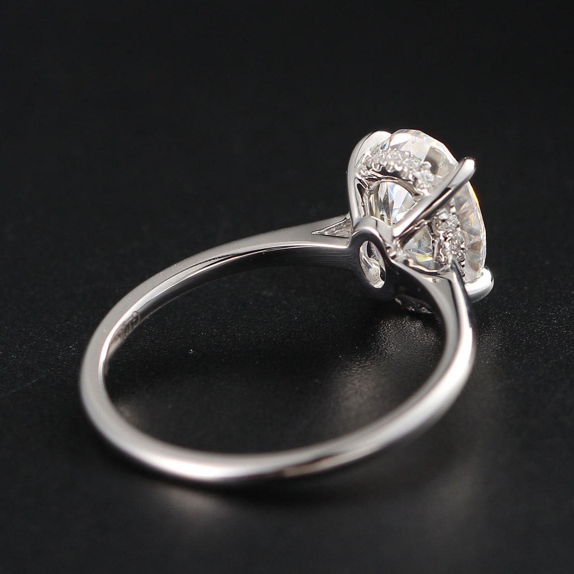 Hidden Halo Engagement Ring Featuring 3.50 CT Oval Moissanite 4