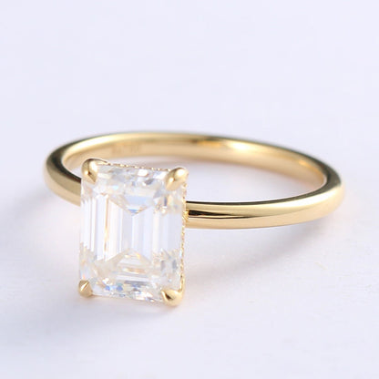 Hidden Halo Engagement Ring Featuring 2.75 CT Emerald Moissanite 3