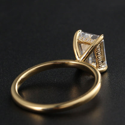 Hidden Halo Engagement Ring Featuring 2.75 CT Emerald Moissanite 7