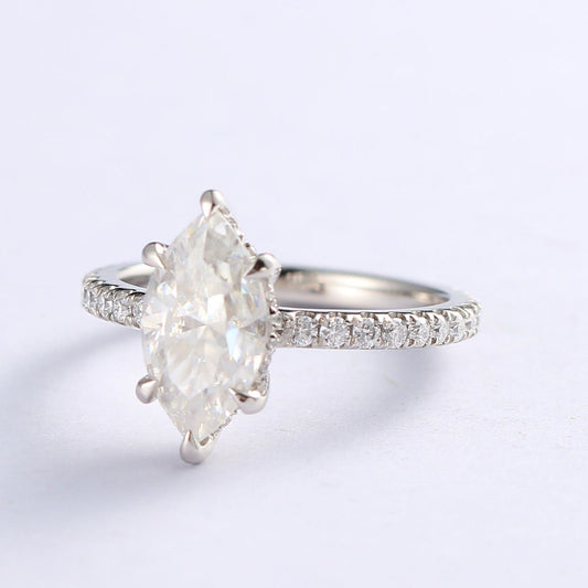 Hidden Halo Engagement Ring Featuring 2.0 CT Marquise Moissanite 2