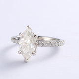 2.0 CT Marquise Moissanite Hidden Halo Engagement Ring With Pave Setting - farrellouise