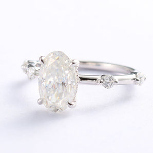 2.50 CT Oval Moissanite Hidden Halo Dainty Pave Setting Engagement Ring - farrellouise