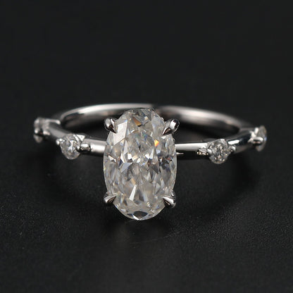 Dainty Pave Engagement Ring Featuring 2.50 CT Oval Moissanite 3