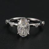 2.50 CT Oval Moissanite Hidden Halo Dainty Pave Setting Engagement Ring - farrellouise