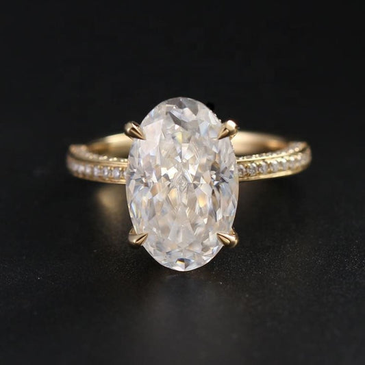 Hidden Halo Engagement Ring Featuring 3.50 CT Oval Moissanite 1