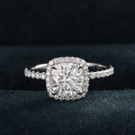Halo Engagement Ring Featuring 2.11 CT Cushion Moissanite 3