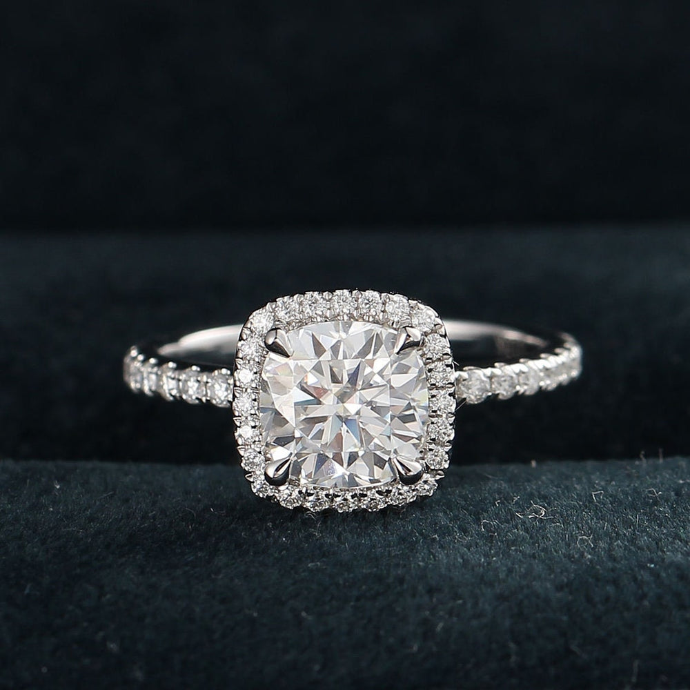 
                  
                    2.11 CT Cushion Moissanite Halo Engagement Ring With Pave Setting - farrellouise
                  
                