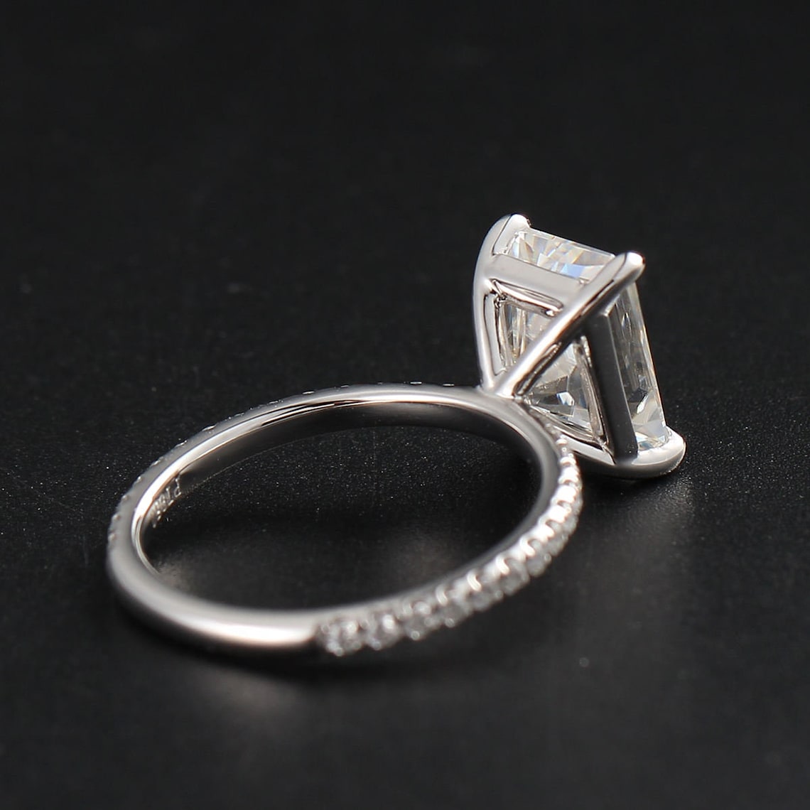 Pave Engagement Ring Featuring 3.0 CT Radiant Moissanite 6