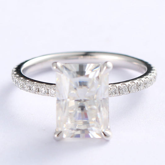 Pave Engagement Ring Featuring 3.0 CT Radiant Moissanite 1