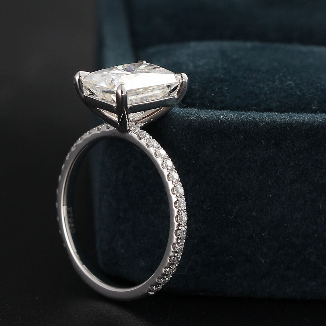 Pave Engagement Ring Featuring 3.0 CT Radiant Moissanite 5
