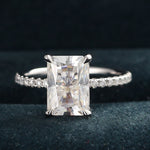 Pave Engagement Ring Featuring 3.0 CT Radiant Moissanite 2