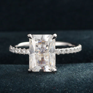 3.0 CT Radiant Moissanite Pave Setting Engagement Ring - farrellouise