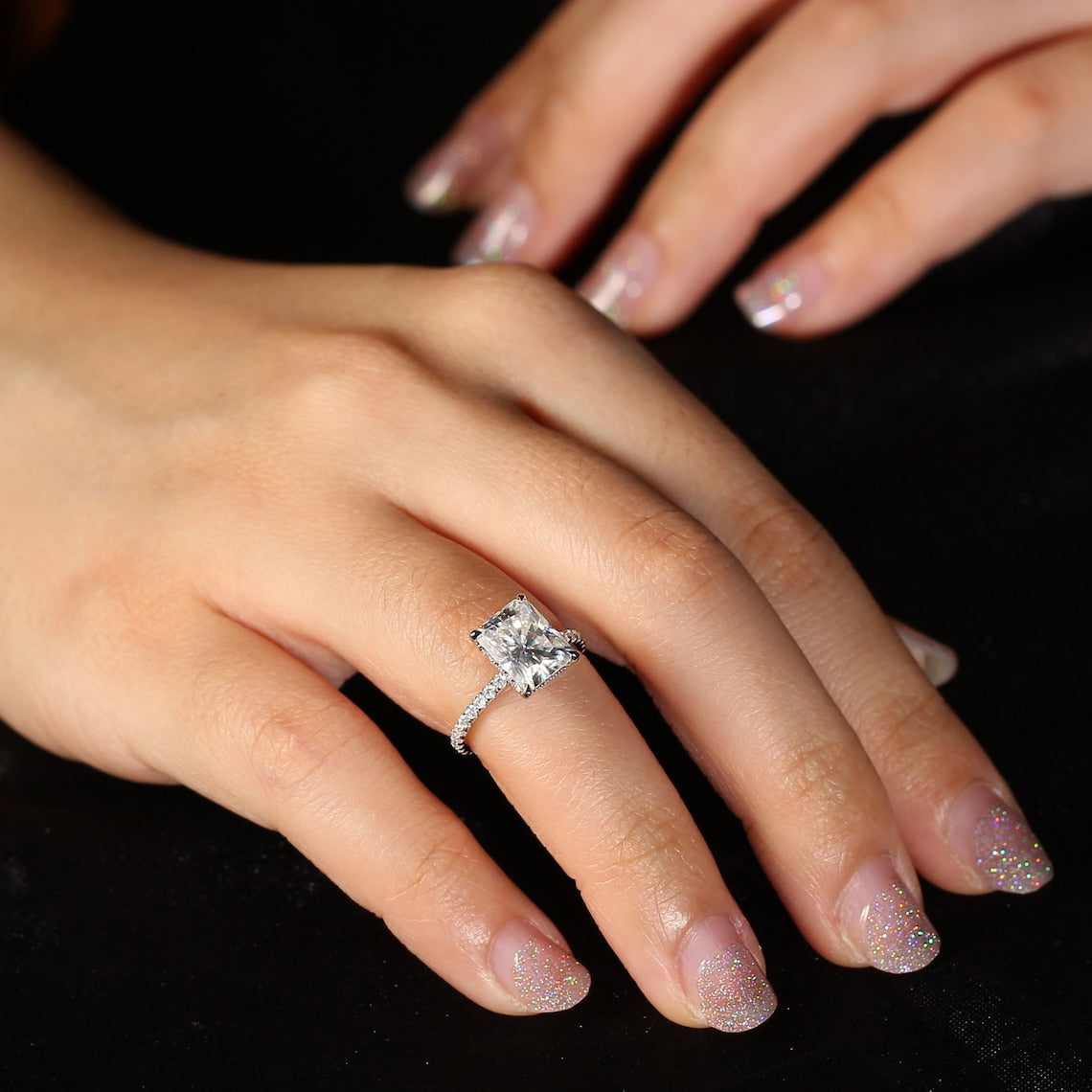 Hidden Halo Engagement Ring Featuring 3.25 CT Round Moissanite 3