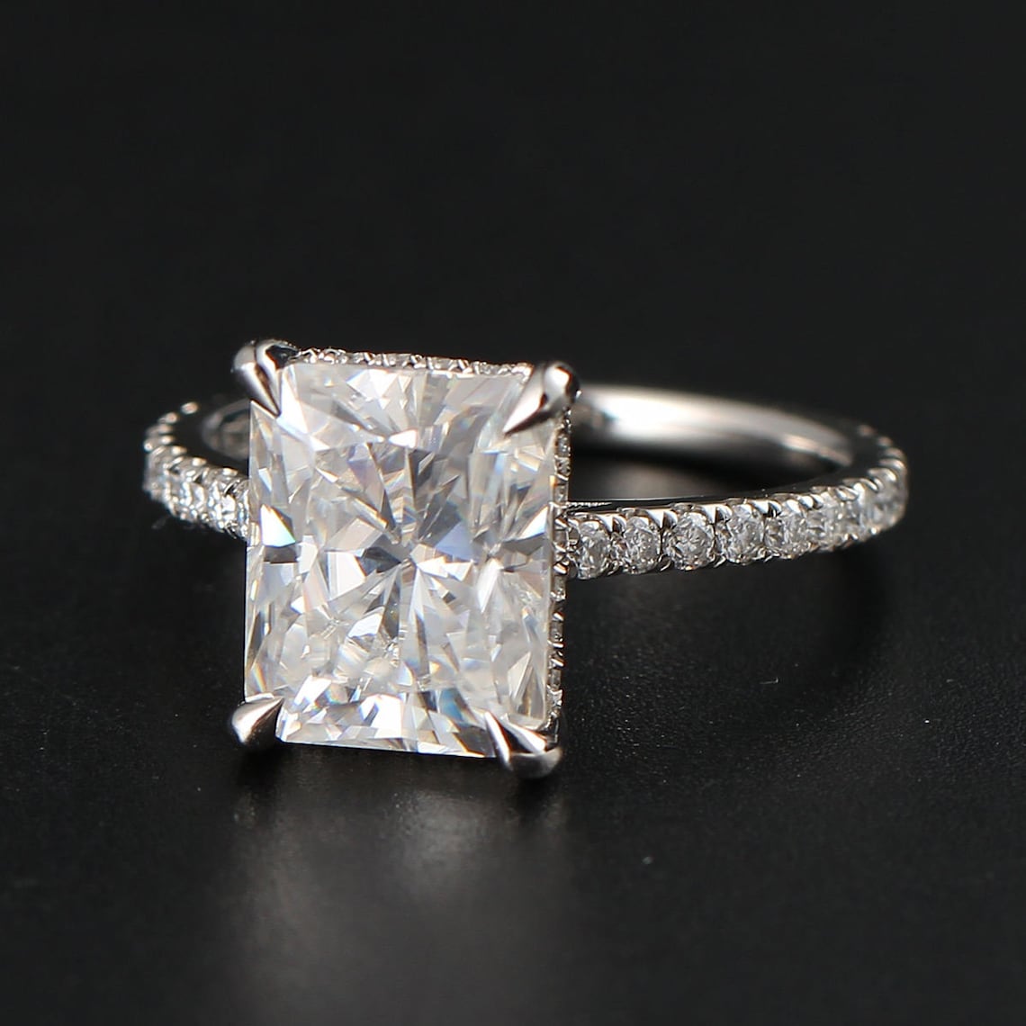 
                  
                    2.50 CT Radiant Moissanite Hidden Halo Pave Setting Engagement Ring - farrellouise
                  
                