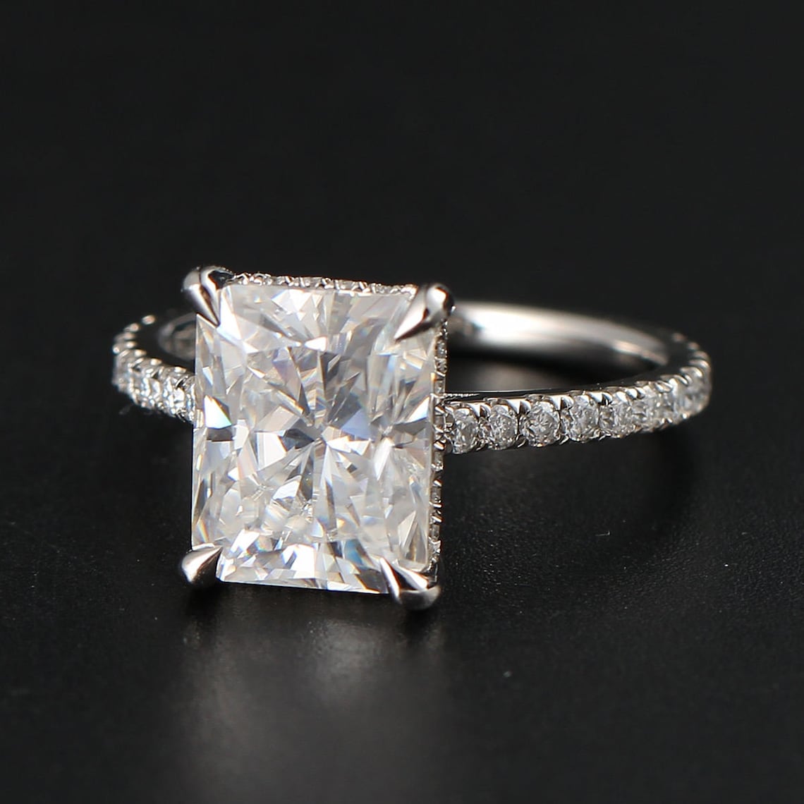 Hidden Halo Engagement Ring Featuring 2.50 CT Radiant Moissanite 5