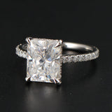 2.50 CT Radiant Moissanite Hidden Halo Pave Setting Engagement Ring - farrellouise