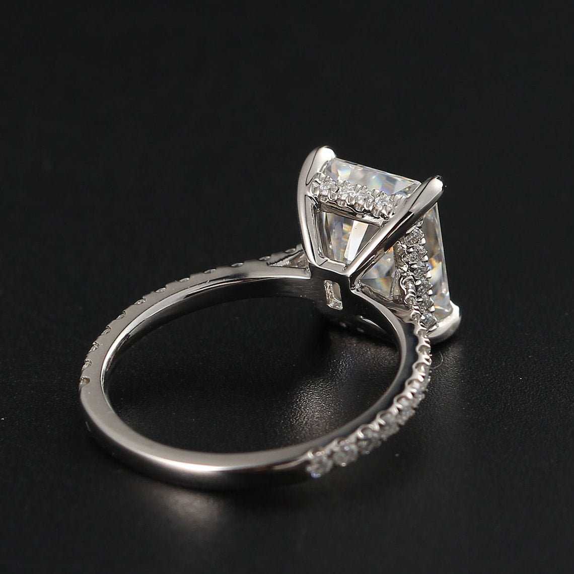 Hidden Halo Engagement Ring Featuring 2.50 CT Radiant Moissanite 6