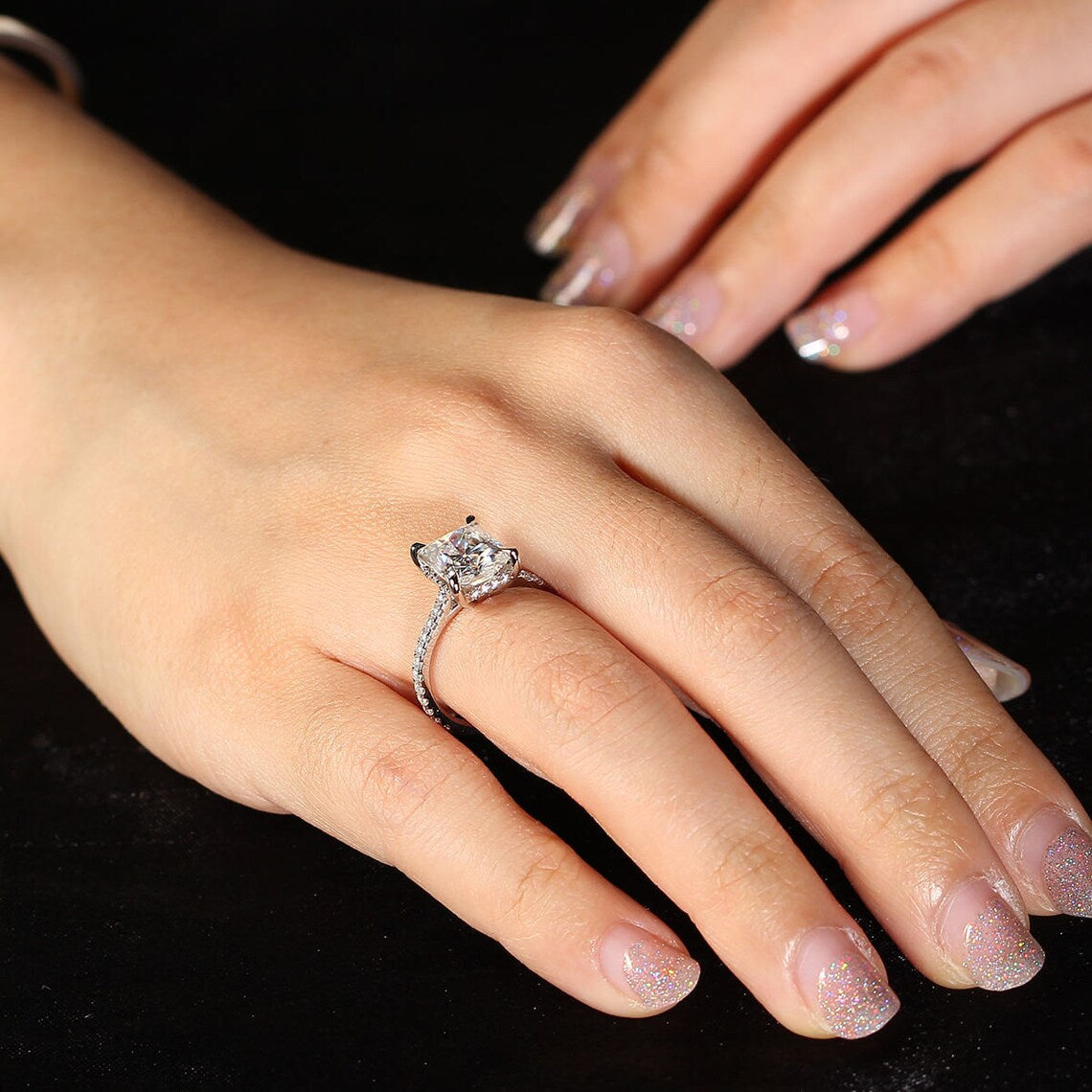 Hidden Halo Engagement Ring Featuring 2.50 CT Radiant Moissanite 4