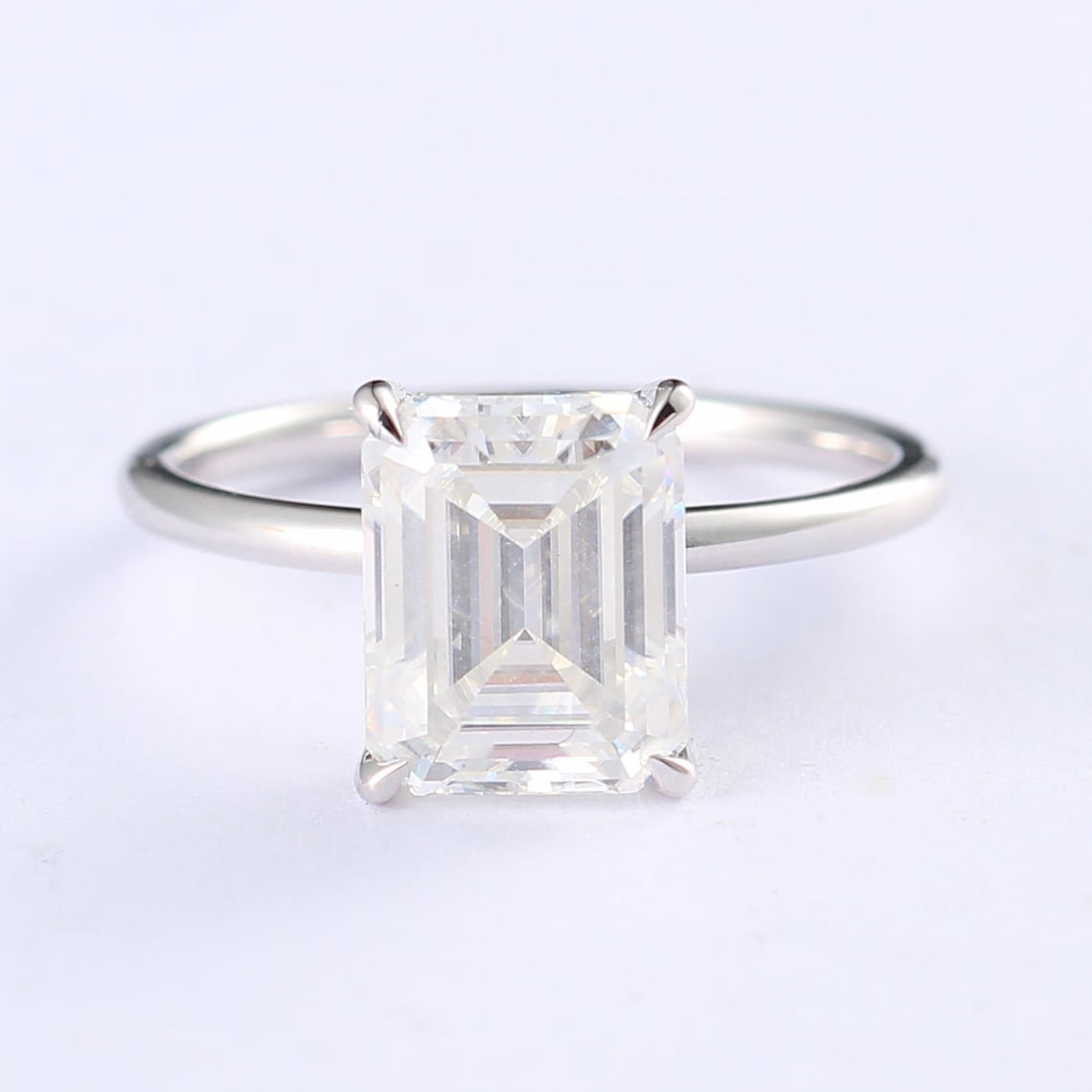 Hidden Halo Engagement Ring Featuring 2.50 CT Emerald Moissanite 1