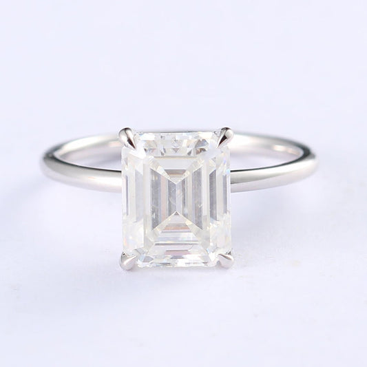 Hidden Halo Engagement Ring Featuring 2.50 CT Emerald Moissanite 1