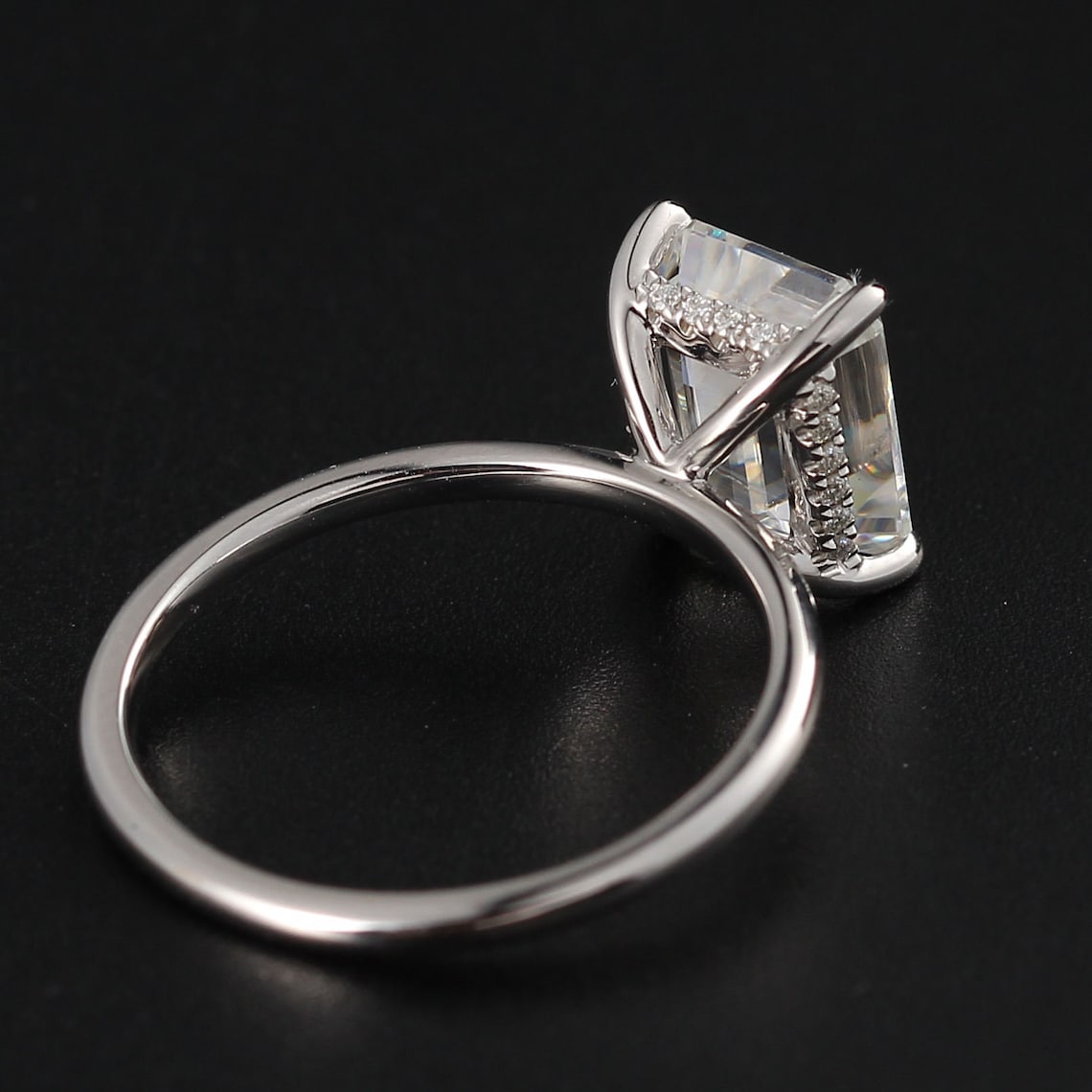 Hidden Halo Engagement Ring Featuring 2.50 CT Emerald Moissanite 6