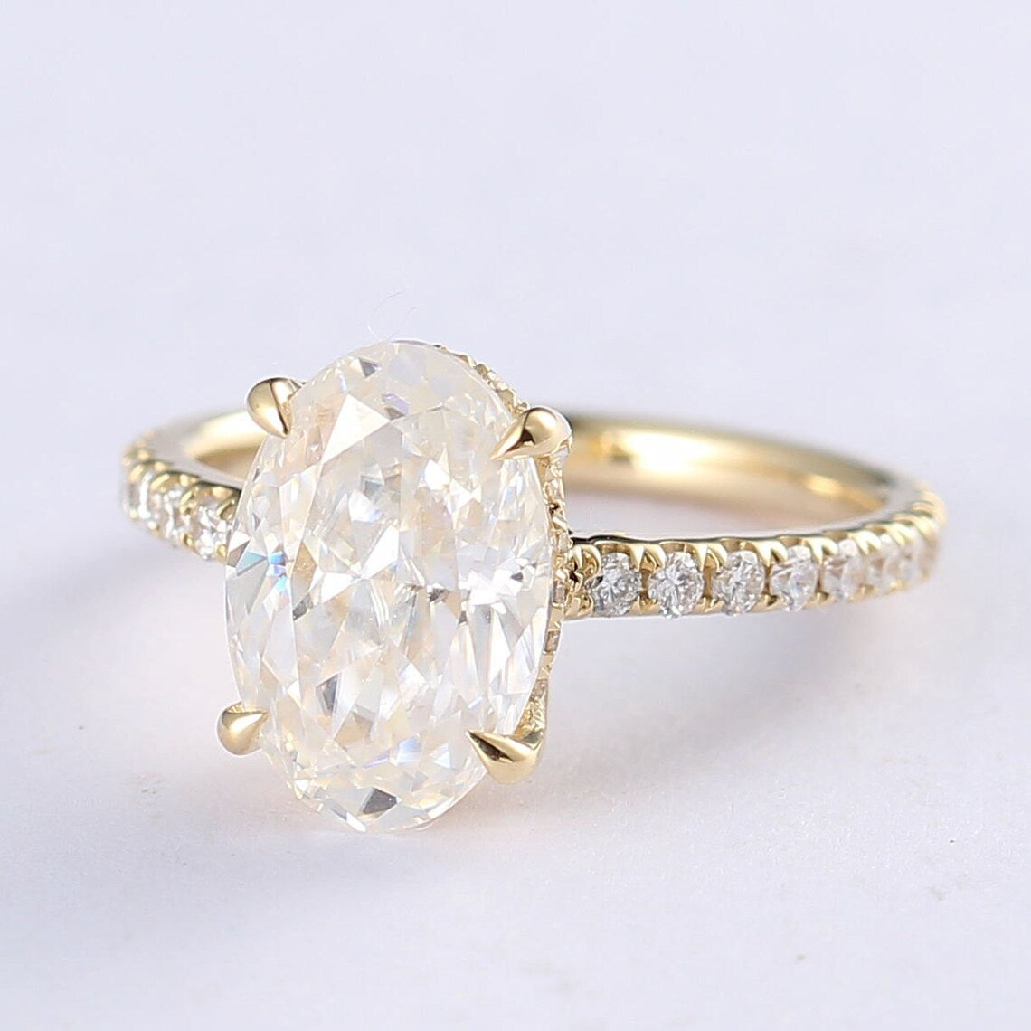 Hidden Halo Engagement Ring Featuring 2.25 CT Oval Moissanite 6
