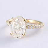 2.25 CT Oval Moissanite Hidden Halo Pave Setting Engagement Ring - farrellouise