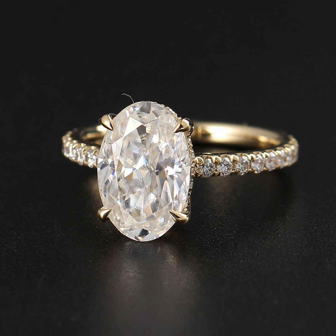 Hidden Halo Engagement Ring Featuring 2.25 CT Oval Moissanite 4