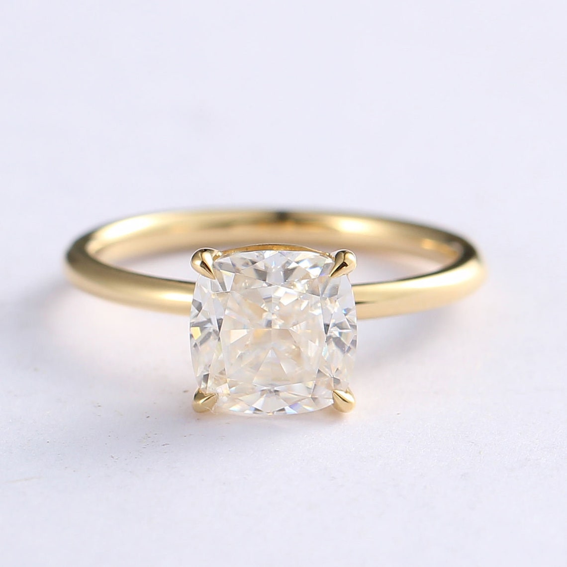Solitaire Engagement Ring Featuring 2.0 CT Cushion Moissanite 1