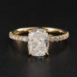 2.33 CT Cushion Moissanite Hidden Halo Pave Setting Engagement Ring - farrellouise