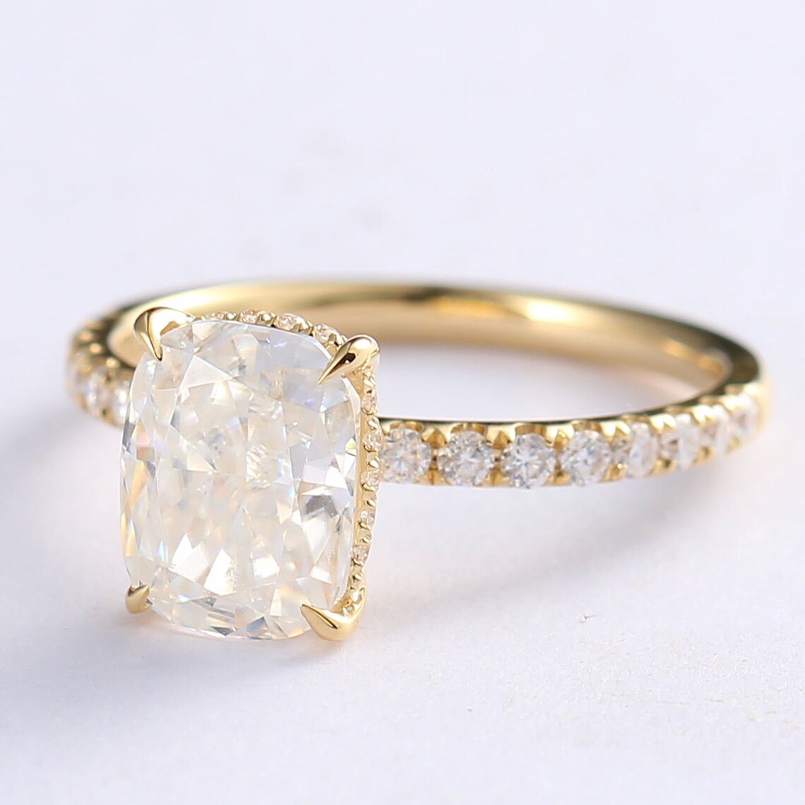 Hidden Halo Engagement Ring Featuring 2.33 CT Cushion Moissanite 6