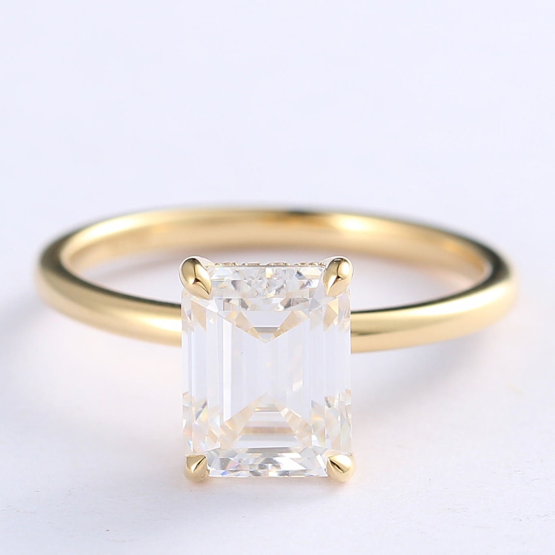 Hidden Halo Engagement Ring Featuring 2.75 CT Emerald Moissanite 1