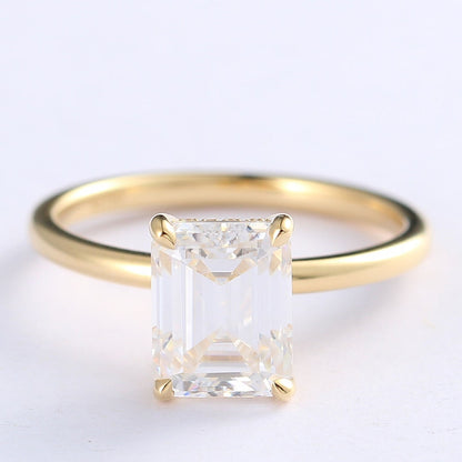 Hidden Halo Engagement Ring Featuring 2.75 CT Emerald Moissanite 1