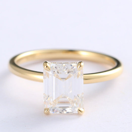 Hidden Halo Engagement Ring Featuring 2.75 CT Emerald Moissanite 1