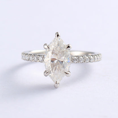 Hidden Halo Engagement Ring Featuring 2.0 CT Marquise Moissanite 1